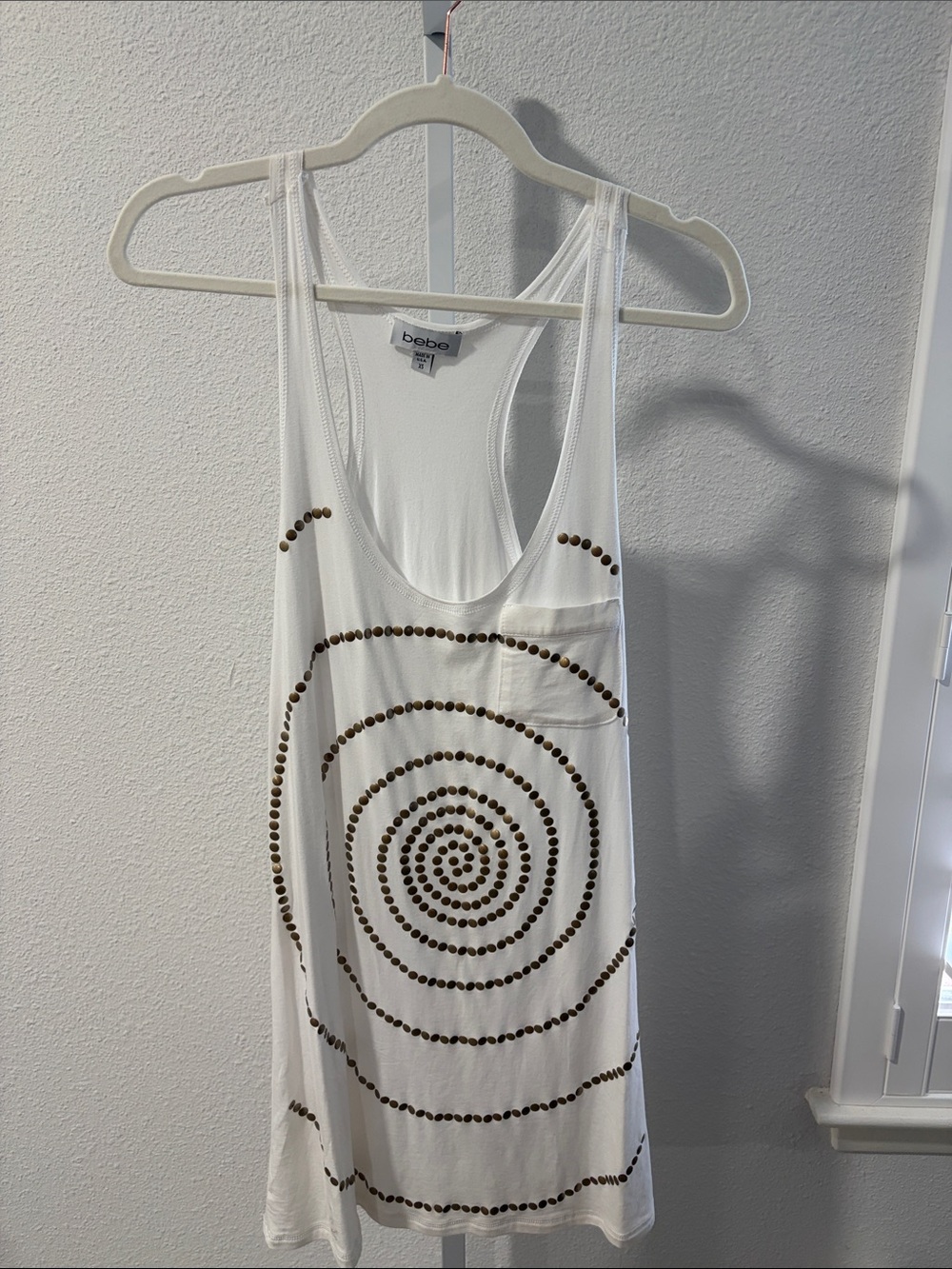 bebe White Swim Cover Up with Bronze Spiral Studs